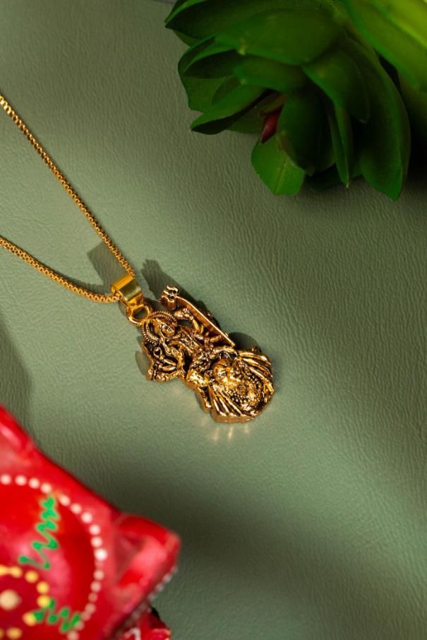 Gold Plated Ambe Mataji Pendant with Chain